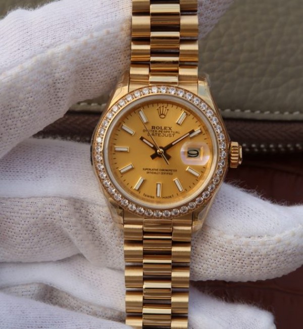 Replica Rolex (unchanged) DateJust 31 mm Bezel Diamonds Case RG Dial or RG A2235 - View 1