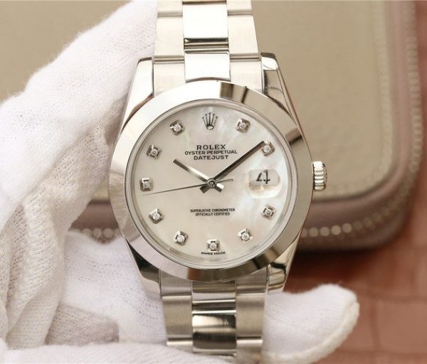 Replica Rolex (unchanged) DateJust 41 mm 126300 Noob Dial Mother-of-Pearl Whitehe Markers Diamonds Bracelet / Strap SS A3235 - View 1