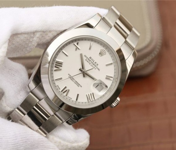 Replica Rolex DateJust 41mm 126300 Noob White Dial Roman Markers SS Bracelet / Strap A3235
