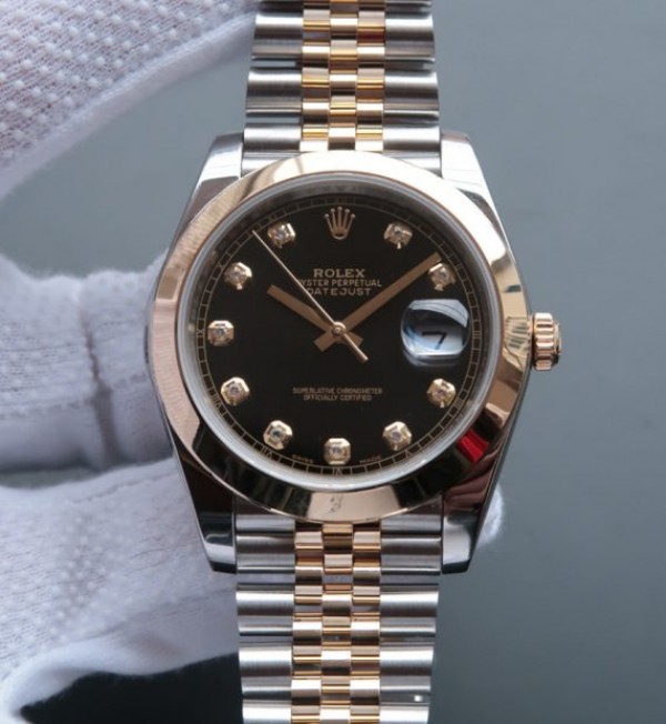 Replica Rolex (unchanged) DateJust 41 mm 126303 Noob YG Bezel Polished Dial Black Bracelet / Strap SS/YG A2836 - View 1