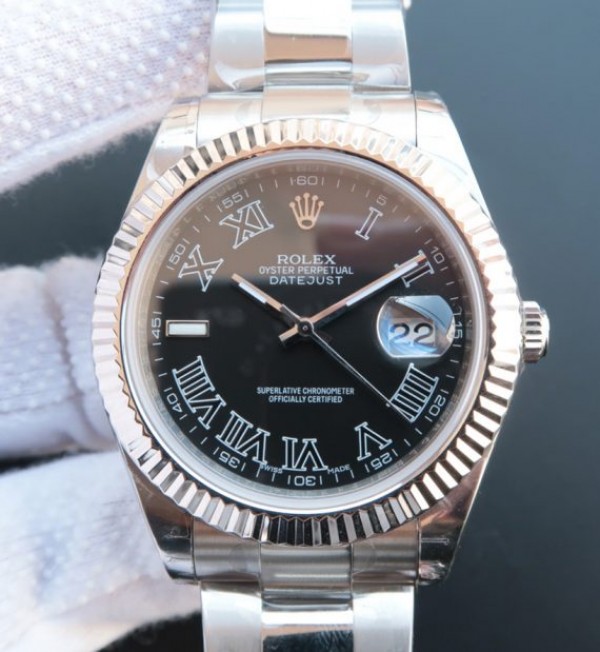 Replica Rolex (unchanged) DateJust 41 116334 SS Black Dial Roman Markers SS Bracelet / Strap A3136 - View 1
