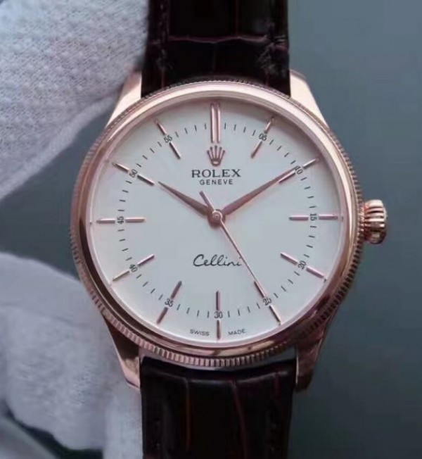 Replica Rolex (unchanged) MK Cellini Time 50505 RG Dial White Bracelet / Strap Cuir A3132 - View 1