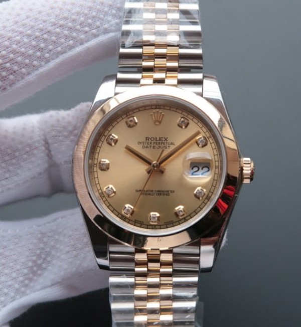 Replica Rolex (unchanged) DateJust 41 mm 126303 Noob RG Dial RG Wrapped Diamond Markers Bracelet / Strap SS/RG A2836 - View 1