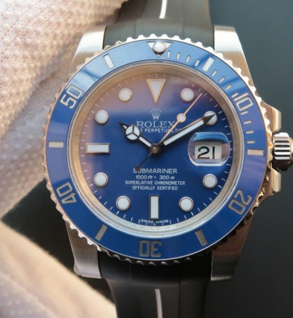 Replica Rolex (unchanged) Submariner 116619 LB Blue Céramique Noob V7 Bracelet / Strap Caoutchouc Black A3135 - View 1