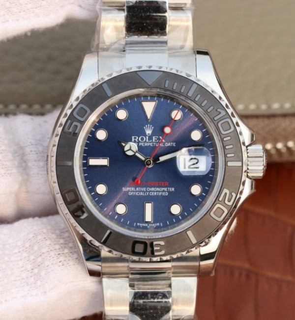 Replica Rolex (unchanged) Yacht-Master 116655 SS EW Dial Blue sur Bracelet / Strap SS A3135 - View 1