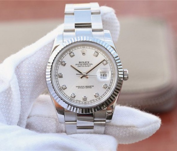 Replica Rolex (unchanged) DateJust 41 mm 126334 Bezel Fluted Dial White Diamond Markers Bracelet / Strap SS A3235 - View 1