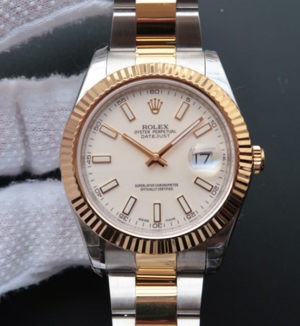 Replica Rolex (unchanged) Date Just II 41 mm SS/YG Dial White Marqueur Luminous Bracelet / Strap SS/YG A3136 - View 1