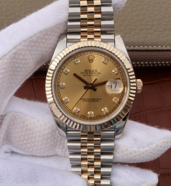 Replica Rolex (unchanged) DateJust 41 mm 126331 Noob RG Dial RG Wrapped Diamond Markers Bracelet / Strap SS/RG A2836 - View 1