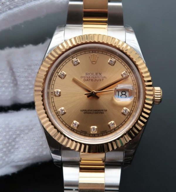 Replica Rolex (unchanged) Date Just II 41 mm SS/YG Dial YG Diamond Markers Bracelet / Strap SS/YG A3136 - View 1
