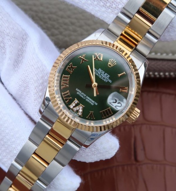 Replica Rolex DateJust 31 mm 178383 RG Bezel Fluted Dial Blue A2235