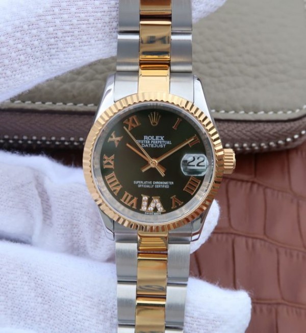 Replica Rolex (unchanged) DateJust 31 mm 178383 RG Bezel Fluted Dial Blue A2235 - View 1