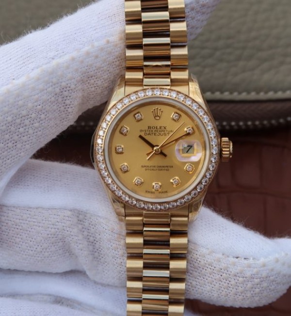 Replica Rolex (unchanged) DateJust 31 mm Bezel/Index Diamonds Case RG Dial or RG A2235 - View 1