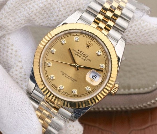 Replica Rolex DateJust 41 mm 126333 Noob YG Dial YG Wrapped Diamond Markers Bracelet / Strap SS/YG A3235