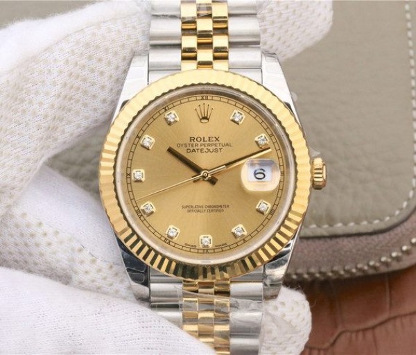 Replica Rolex (unchanged) DateJust 41 mm 126333 Noob YG Dial YG Wrapped Diamond Markers Bracelet / Strap SS/YG A3235 - View 1