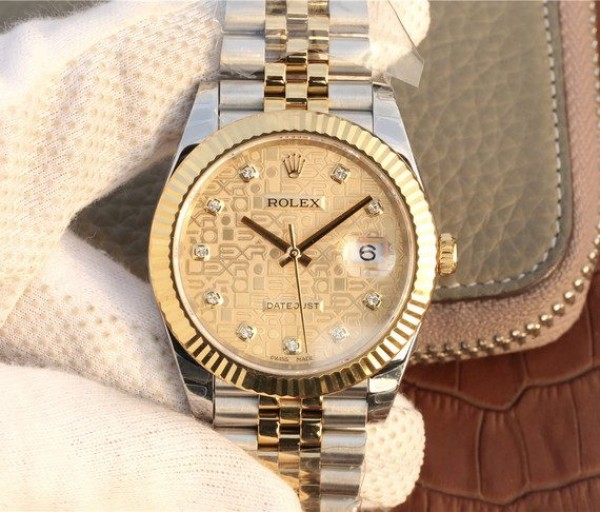 Replica Rolex (unchanged) DateJust 41 mm SS/YG Dial Textured YG Bezel Fluted Wrappede YG Bracelet / Strap SS/YG A2836 - View 1