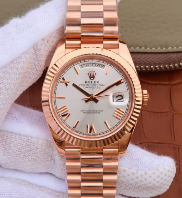 Replica Rolex (unchanged) Day-Date 40 mm 228235 RG Noob Dial White Roman Numerals Bracelet / Strap RG A3255 - View 1