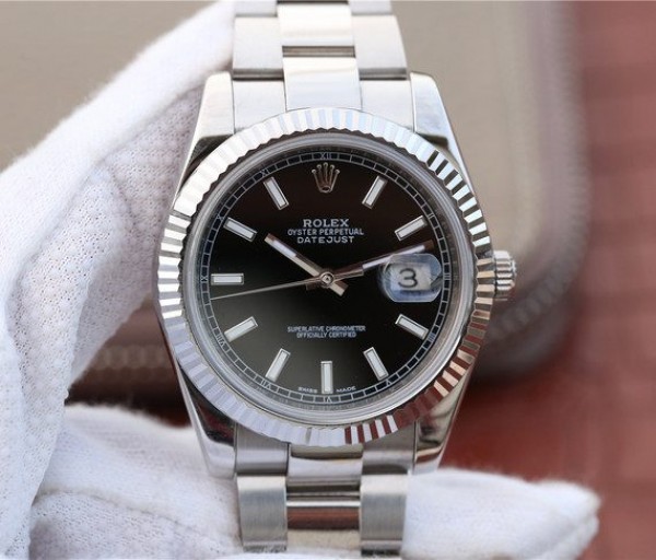 Replica Rolex (unchanged) DateJust 41 mm 126334 Noob Bezel Fluted Dial Black Markers Baton Bracelet / Strap A3235 - View 1