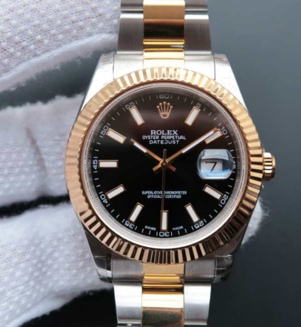 Replica Rolex (unchanged) date juste ii 41mm ss/yg Dial Black lumed marqueur ss/YG Bracelet / Strap A3136 - View 1