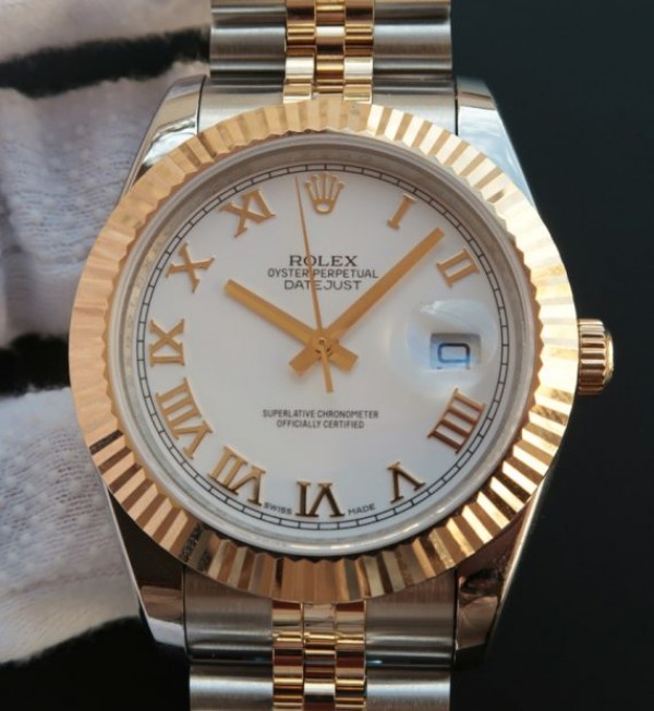 Replica Rolex (unchanged) Date Just II 41 mm SS/YG Dial White Markers romains Bracelet / Strap SS/YG A2824 - View 1