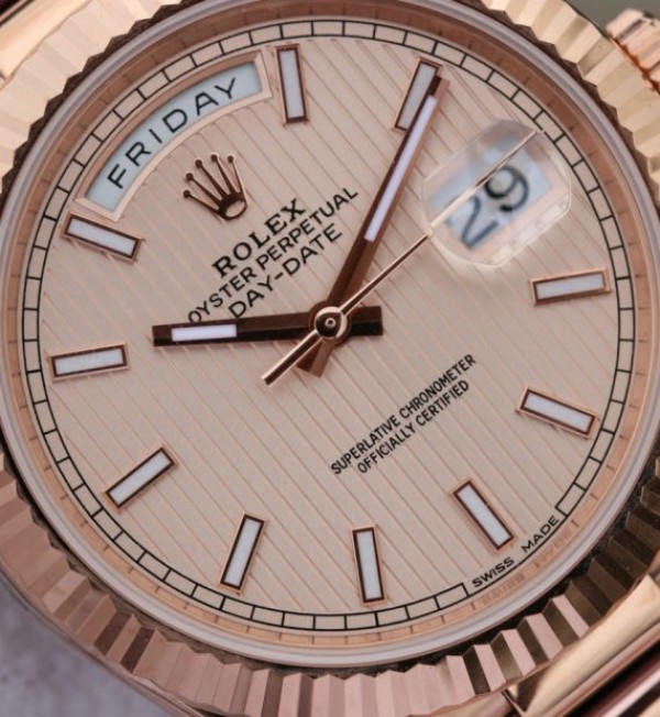 Replica Rolex Day-Date 40 mm 228235 RG Noob Dial Textured RG Bracelet / Strap RG A3255