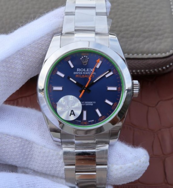 Replica Rolex (unchanged) Milgauss 116400 GV JF Saphir Green Dial Blue Bracelet / Strap SS SH3131 - View 1