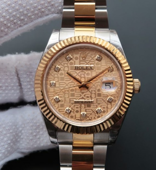 Replica Rolex (unchanged) Date Just II 41 mm SS/YG Dial Textured YG Marqueur Luminous Bracelet / Strap SS/YG A3136 - View 1
