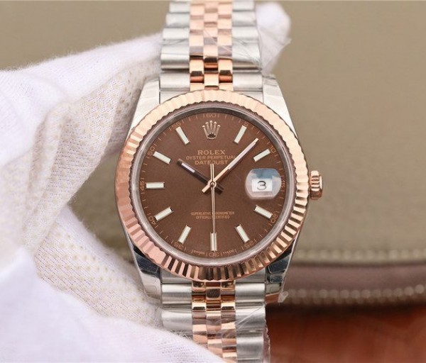 Replica Rolex (unchanged) DateJust 41 mm 126331 RG Dial Brown Wrapped SS/RG SS Bracelet / Strap A3235 - View 1