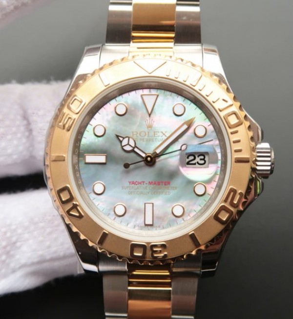 Replica Rolex (unchanged) Yacht-Master 16623 JF Dial en Mother-of-Pearl Greye Bracelet / Strap Stainless Steel/jaune A2836 - View 1