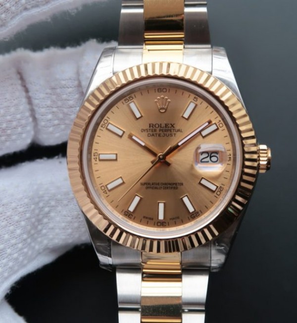 Replica Rolex (unchanged) Date Just II 41 mm SS/YG Dial YG Marqueur Luminous Bracelet / Strap SS/YG A3136 - View 1
