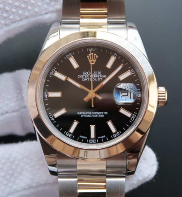 Replica Rolex (unchanged) Date Just II 41 mm SS/YG Dial Black Marqueur Luminous Bracelet / Strap SS/YG A2824 - View 1