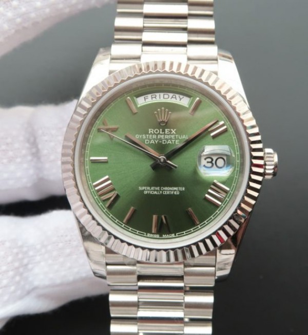 Replica Rolex (unchanged) Day-Date 40 mm 228239 Noob Dial Green Olive SS President Bracelet / Strap A3255 - View 1
