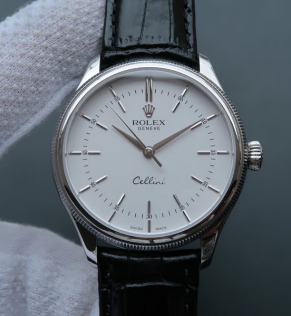 Replica Rolex (unchanged) MK Cellini Time 50509 SS Dial White Strap Leather - View 1