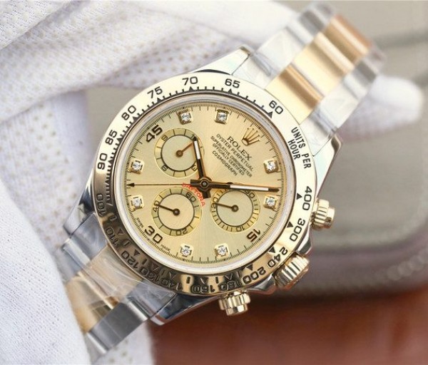 Replica Rolex Daytona 116523 Dial YG épais Wrapped YG Diamond Markers Bracelet / Strap SS/YG A7750