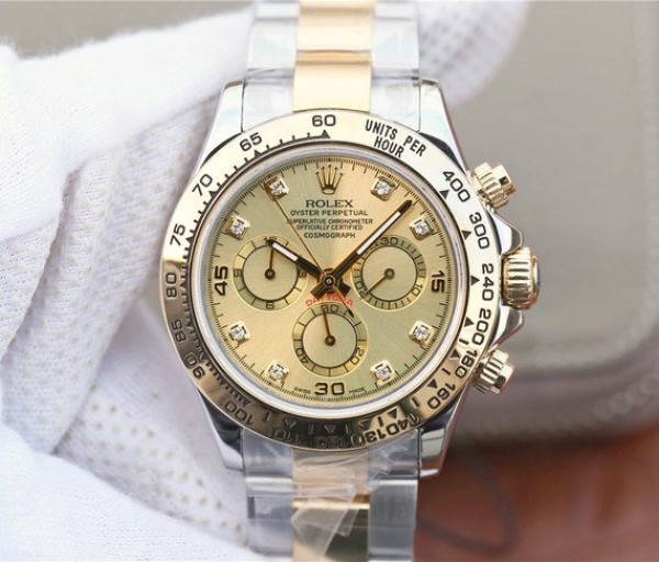 Replica Rolex (unchanged) Daytona 116523 Dial YG épais Wrapped YG Diamond Markers Bracelet / Strap SS/YG A7750 - View 1