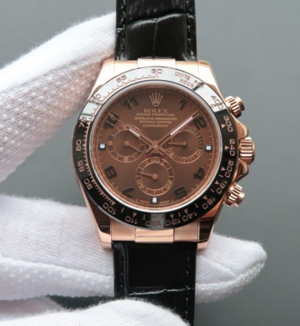 Replica Rolex (unchanged) Daytona 116515 Noob Dial Chocolat Bracelet / Strap Cuir Black A7750 - View 1