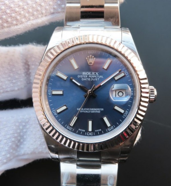Replica Rolex (unchanged) DateJust II SS Bezel Fluted Dial Blue Bracelet / Strap SS A3136 - View 1