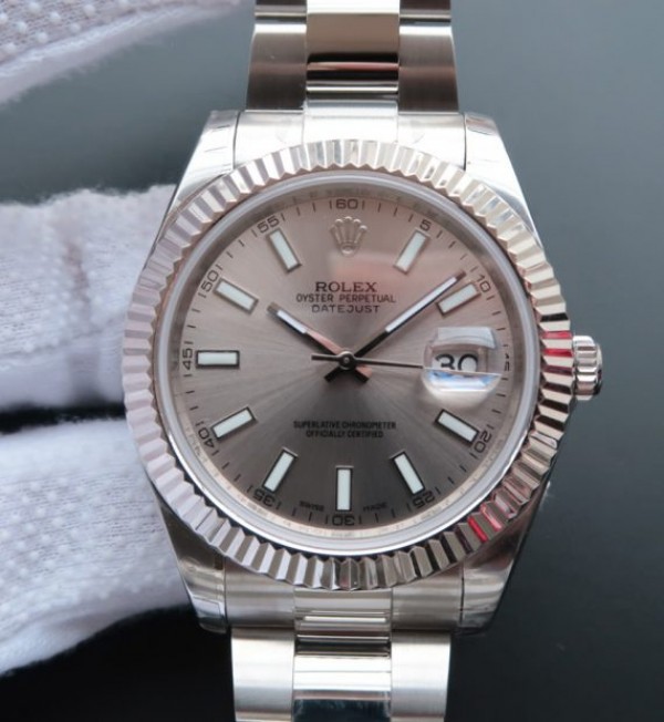 Replica Rolex (unchanged) DateJust II SS Fluted Bezel Gray Dial SS Bracelet / Strap A3136 - View 1