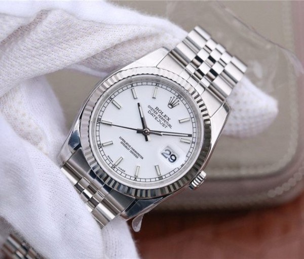 Replica Rolex DateJust 36 mm SS 116234 ARF Dial White Markers Baton Bracelet / Strap SS 904L SA3135