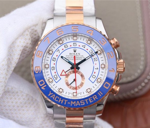 Replica Rolex (unchanged) YachtMaster II 116681 SS/RG en céramique Bluee JF SS/RG A7750 - View 1