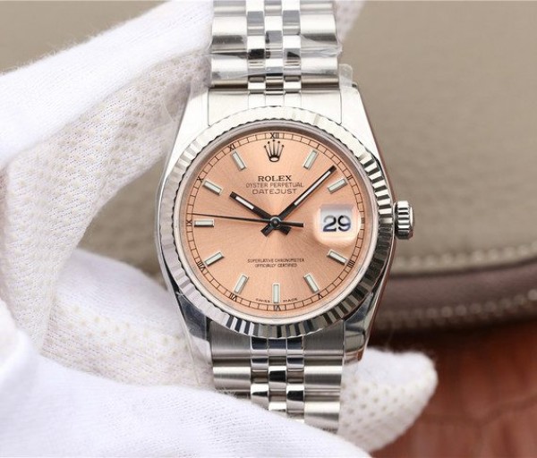 Replica Rolex (unchanged) DateJust 36 mm SS 116234 ARF Dial rose Markers Baton 904L SS Bracelet / Strap Oyster SA3135 - View 1