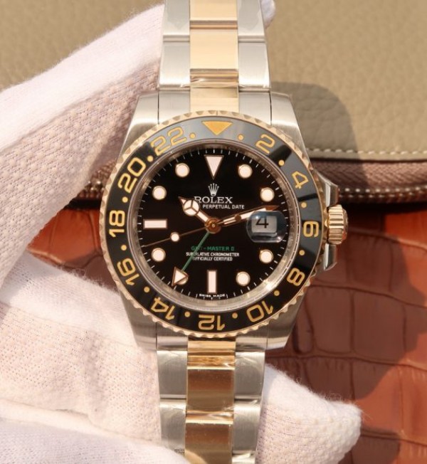 Replica Rolex (unchanged) GMT-Master II 116713 LN Montre en céramique Blacke avec Case en YG épais Noob A3186 - View 1