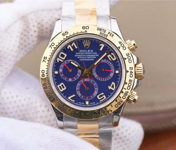 Replica Rolex (unchanged) Daytona 116523 Dial Blue épais avec chiffres et index Stainless Steel/Bracelet / Strap YG A7750 - View 1