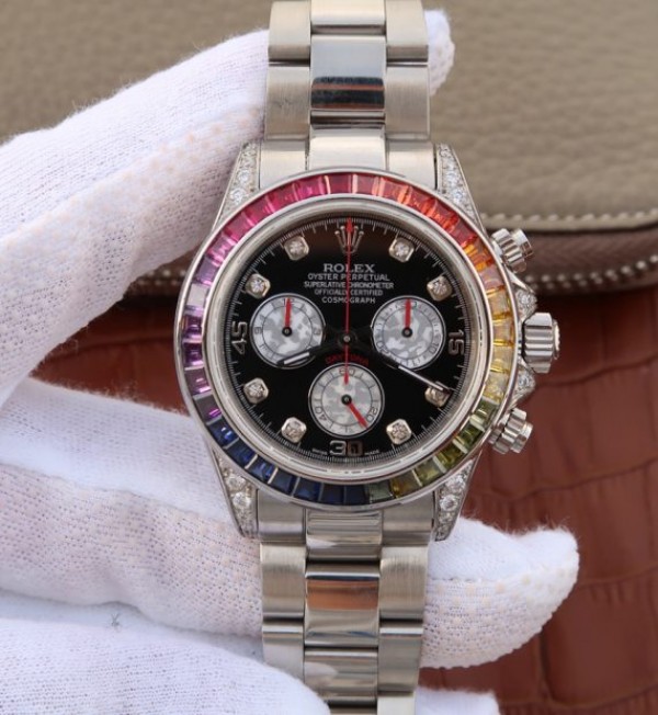 Replica Rolex (unchanged) Daytona 116599 Bezel en cristal coloré Dial Black Bracelet / Strap SS A7750 - View 1