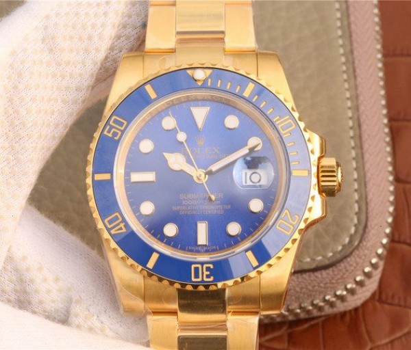 Replica Rolex (unchanged) Submariner 116613LB Noob Dial Blue Wrapped YG Bracelet / Strap Wrapped YG Eta 2836 - View 1
