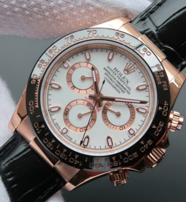 Replica Rolex Daytona 116515 Noob Dial White Bracelet / Strap Cuir Black A7750
