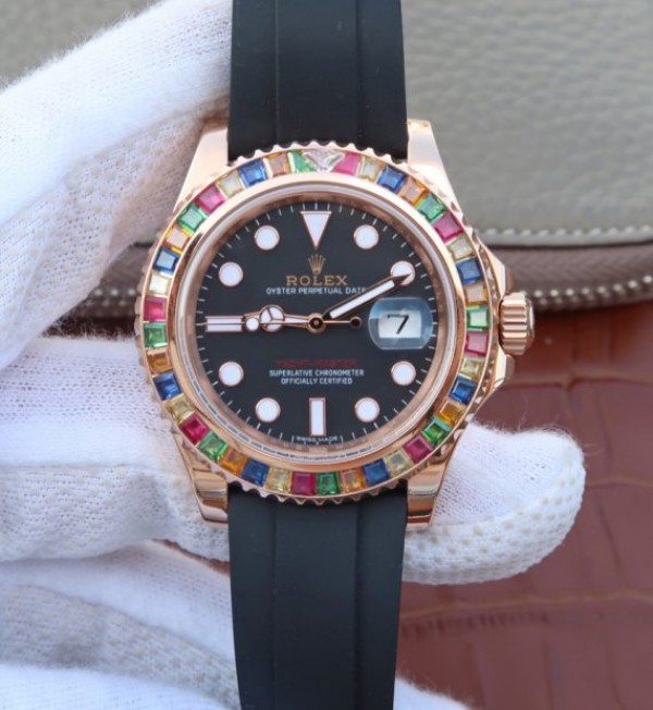 Replica Rolex (unchanged) Yacht-Master 40 mm 116695SATS Noob Bracelet / Strap en caoutchouc Black A2836 - View 1
