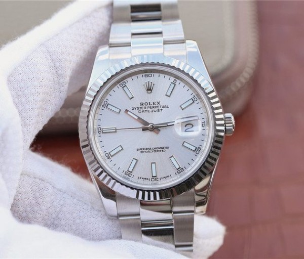 Replica Rolex (unchanged) DateJust 41 mm 126334 Noob Bezel Fluted Dial Silver Markers Baton Bracelet / Strap A3235 - View 1
