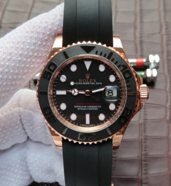 Replica Rolex (unchanged) Yacht-Master 116655 Noob Bezel en céramique Blacke Bracelet / Strap en caoutchouc A2836 - View 1