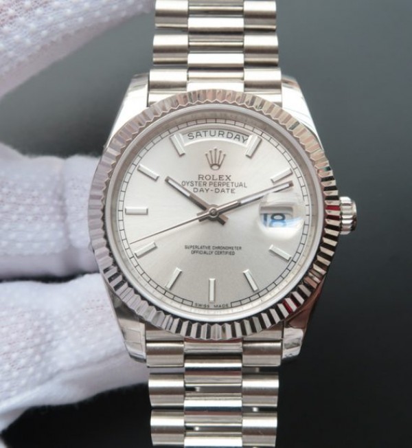 Replica Rolex (unchanged) Day Date II SS Dial Silver Bracelet / Strap SS A3255 - View 1