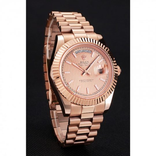 Replica Rolex Day-Date 40 Rose Gold Etched Dial Rose Gold Case And Bracelet - View 3